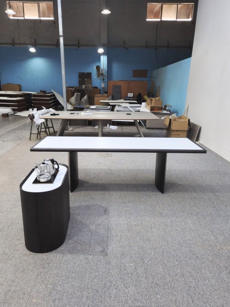 岩板茶几配移动茶台